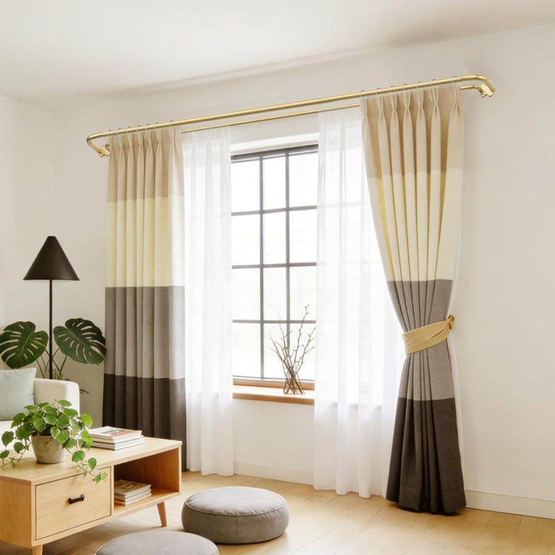 USFOOK 2 Pack Gold Wrap Around Double Curtain Rods Set, Blackout Curtain Rods for Windows 48 to 84 Inch, 6/8 Inch Room Darkening Curtain Rod 32 to 86 Inch, Decorative Drapery Rods for Home - Image 3